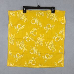 Madewell Citrus Yellow Scarf with White Leaf Motif 21‎ Inch Square J. Crew Lemon